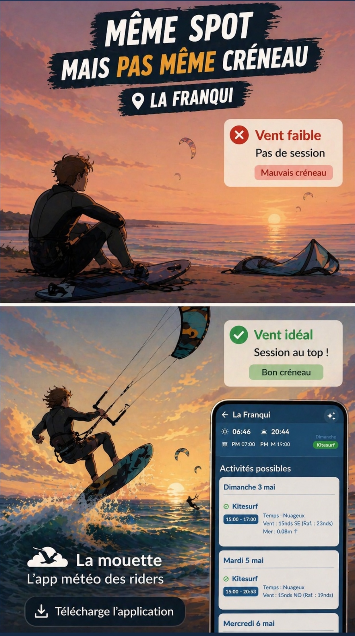 Le bon créneau avec la mouette meteo